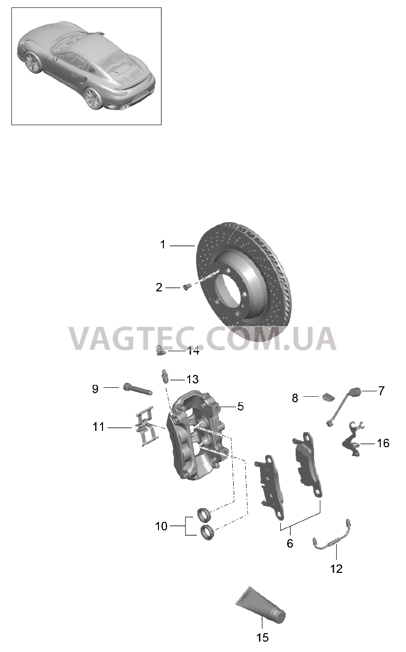 603-000 Дисковой тормоз, Задняя ось для PORSCHE Porsche991Turbo 2014-2017