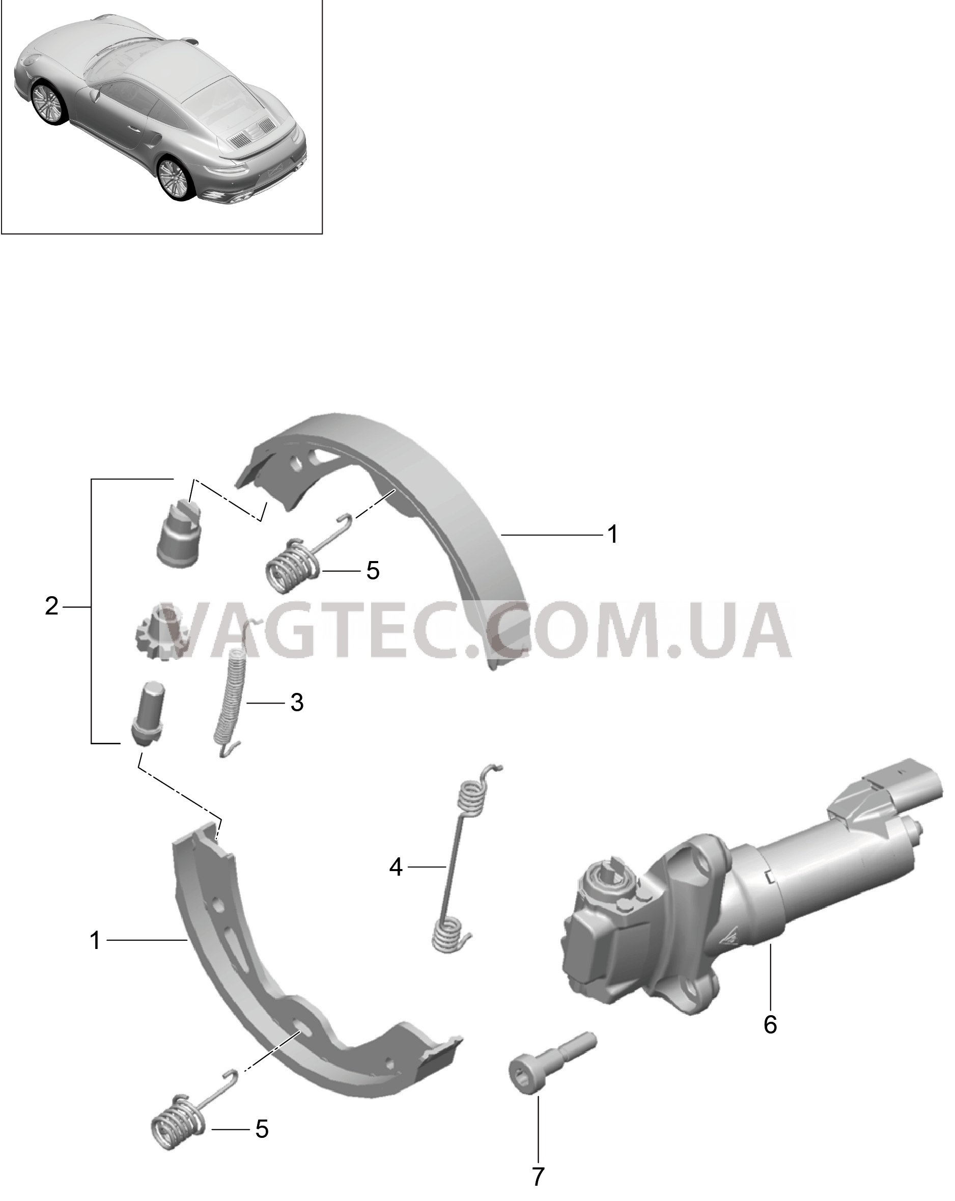 603-007 Стояночный тормоз для PORSCHE Porsche991Turbo 2014-2017