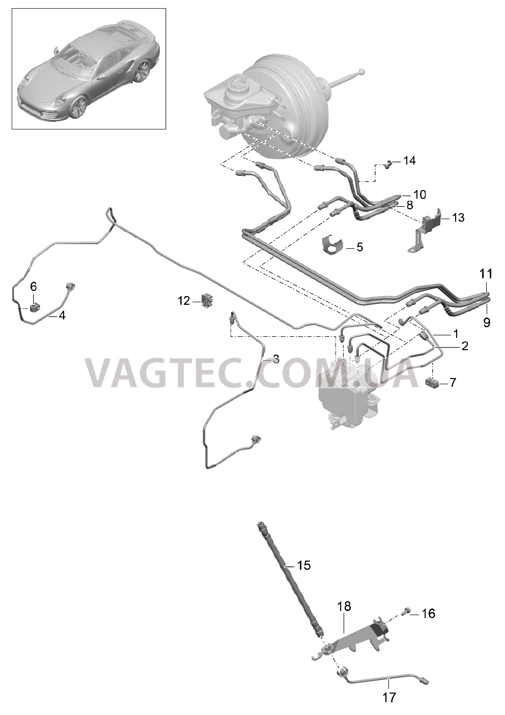 604-005 Тормозные магистрали, Передняя часть кузова, передний для PORSCHE Porsche991Turbo 2014-2017USA