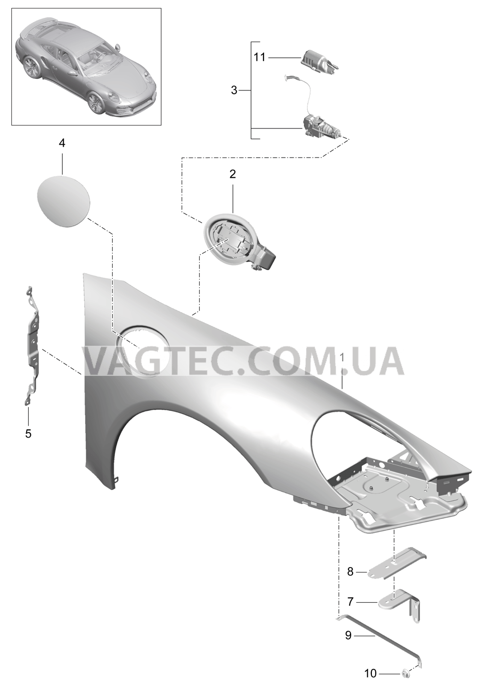 801-040 Крыло для PORSCHE Porsche991Turbo 2014-2017USA