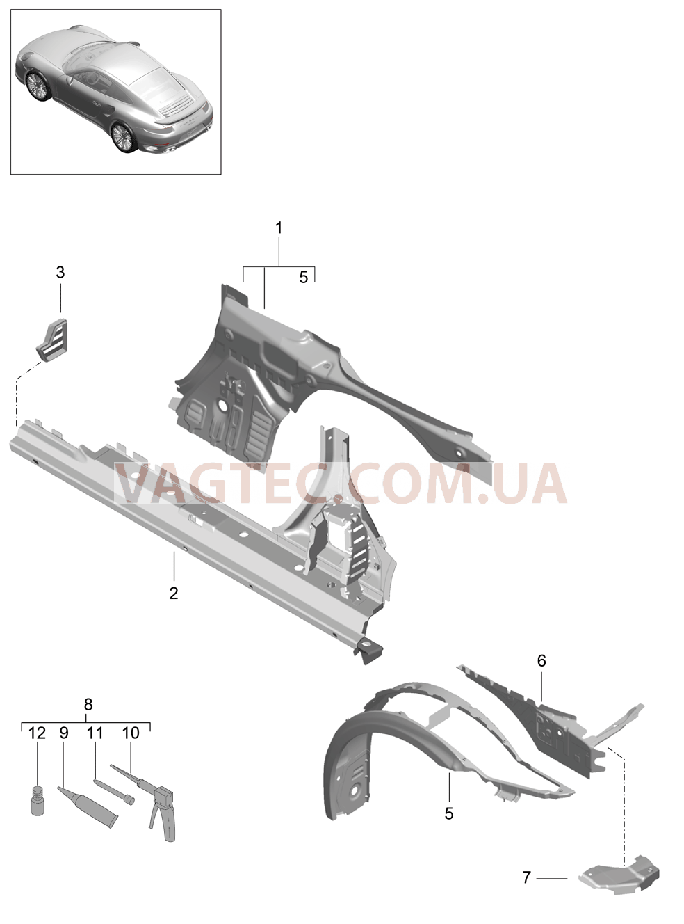 801-060 Боковая часть, внутренний
						
						CABRIO для PORSCHE Porsche991Turbo 2014-2017