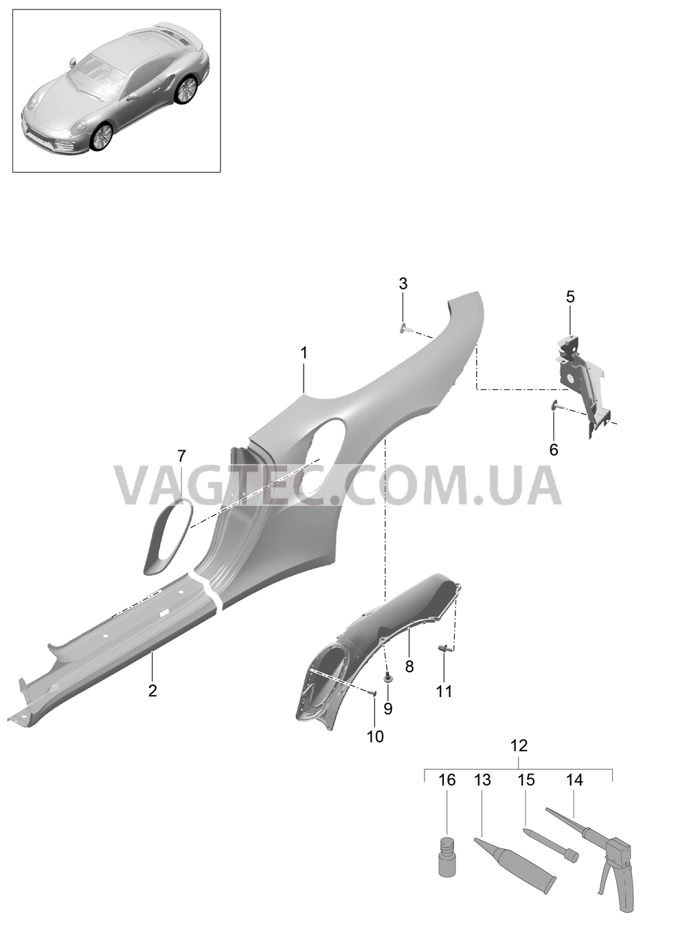 801-065 Боковая часть, внешний
						
						CABRIO для PORSCHE Porsche991Turbo 2014-2017