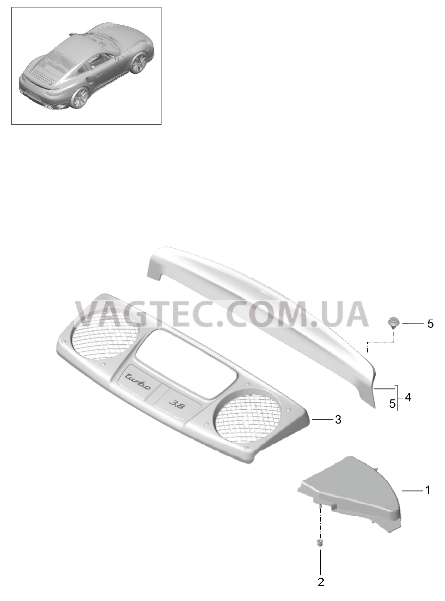 801-080 Обшивка, Моторный отсек для PORSCHE Porsche991Turbo 2014-2017USA