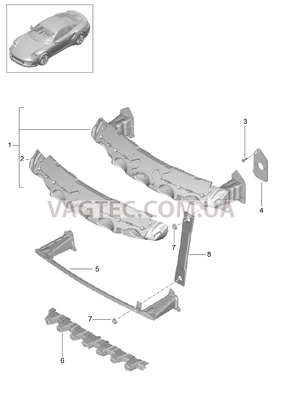 802-020 Кронштейн бампера, передний для PORSCHE Porsche991Turbo 2014-2017USA