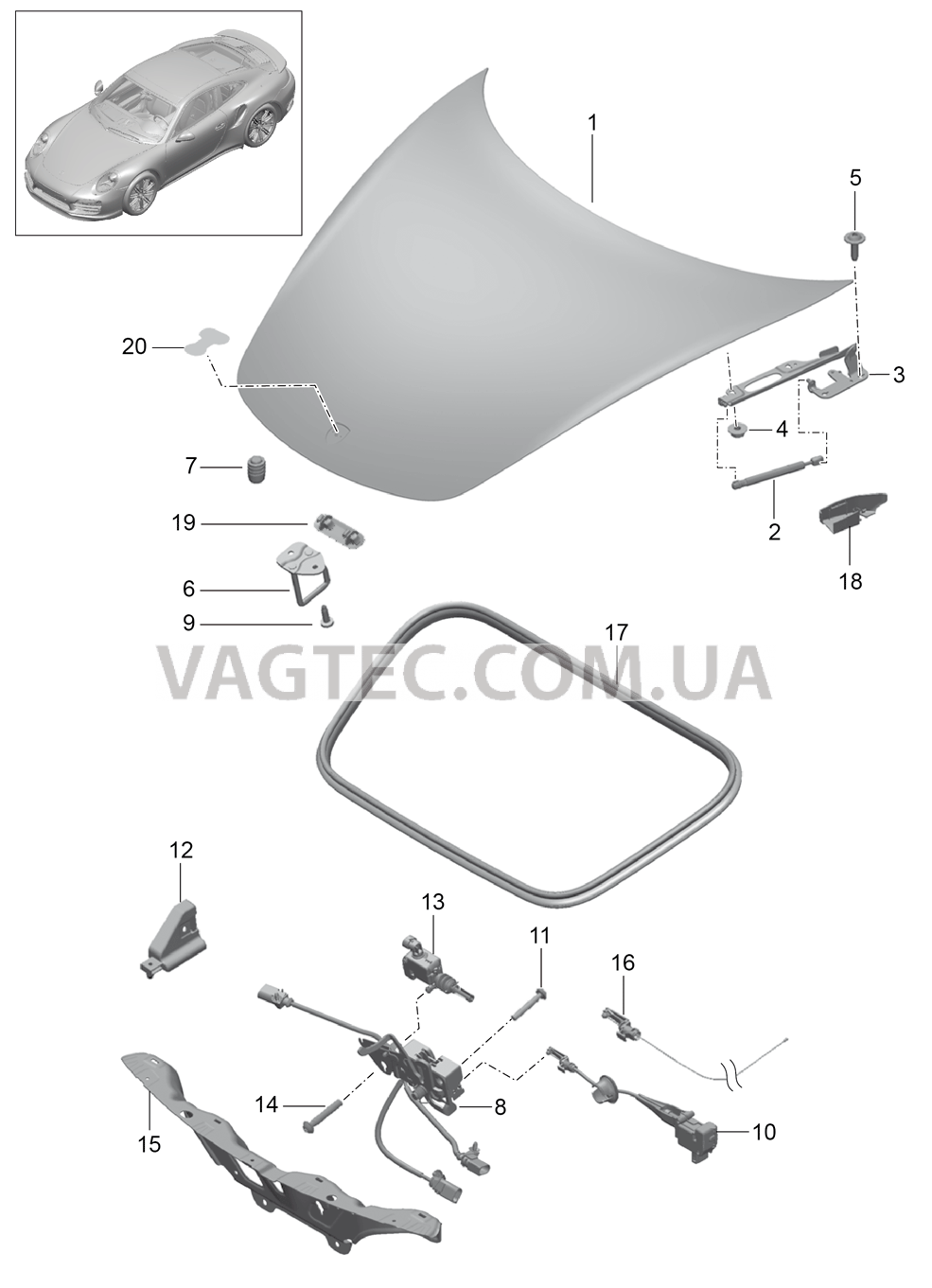 803-000 Крышка, передний для PORSCHE Porsche991Turbo 2014-2017