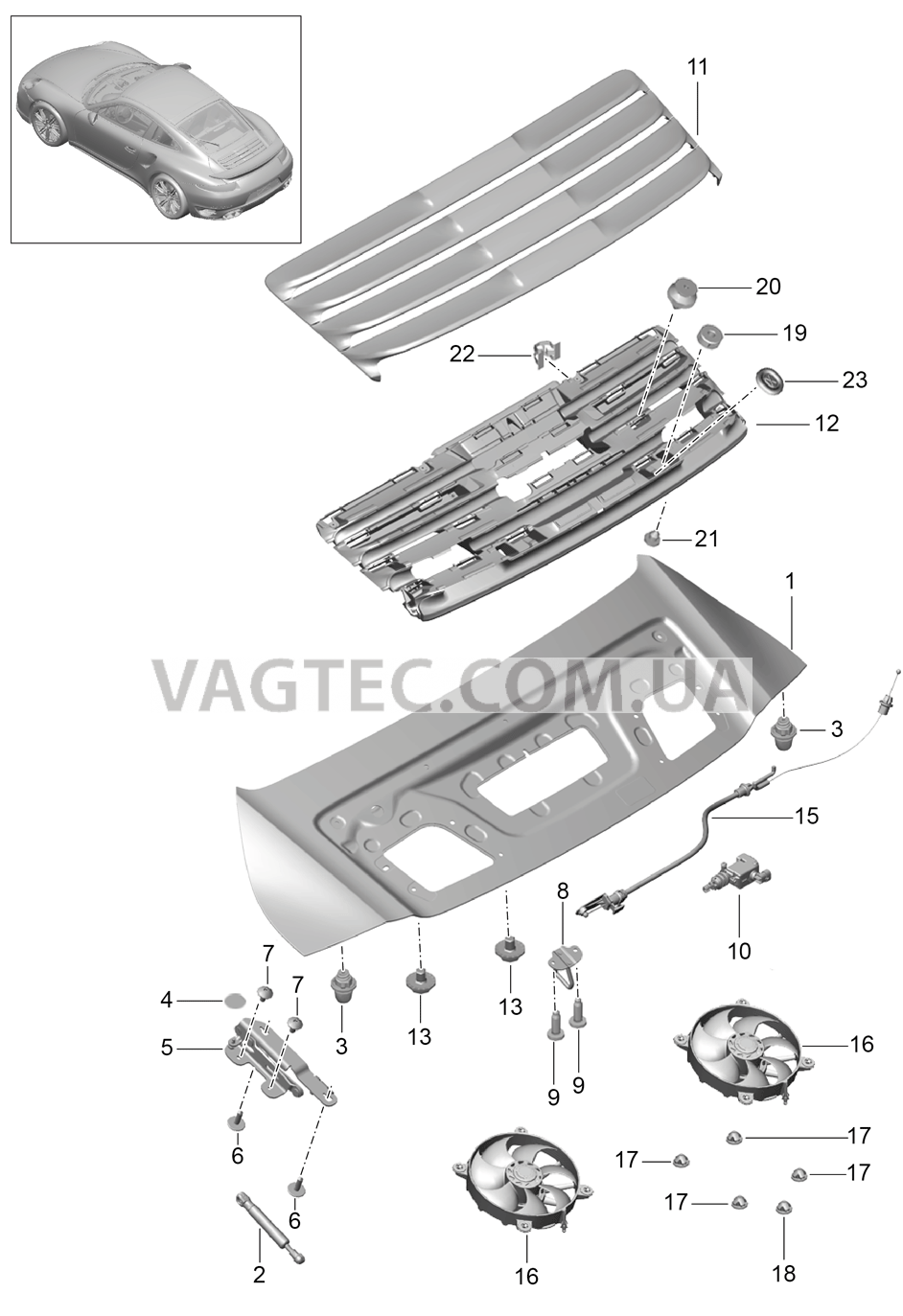 803-005 Крышка, задний для PORSCHE Porsche991Turbo 2014-2017USA