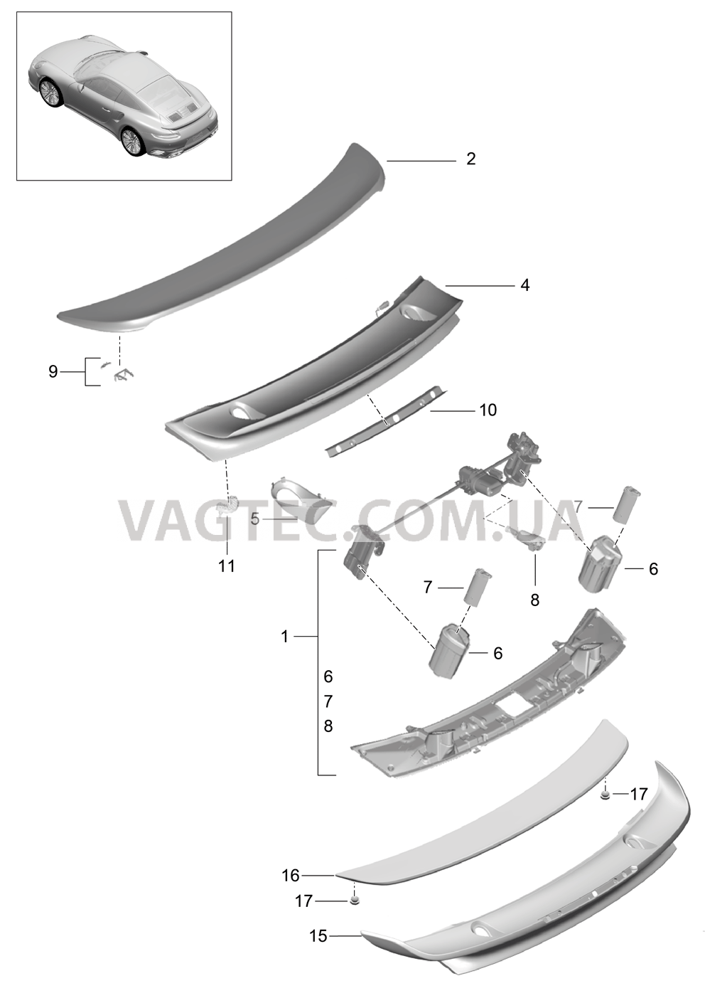 803-007 Задний спойлер для PORSCHE Porsche991Turbo 2014-2017USA