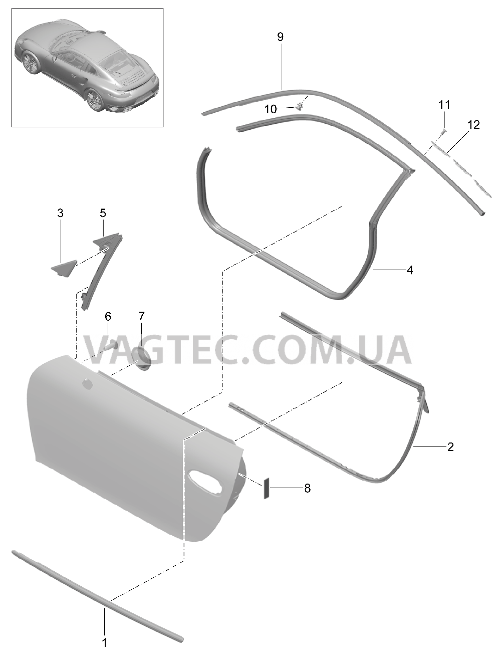 804-010 Дверн.уплотнитель, и, Декоративн.панель
						
						COUPE для PORSCHE Porsche991Turbo 2014-2017USA