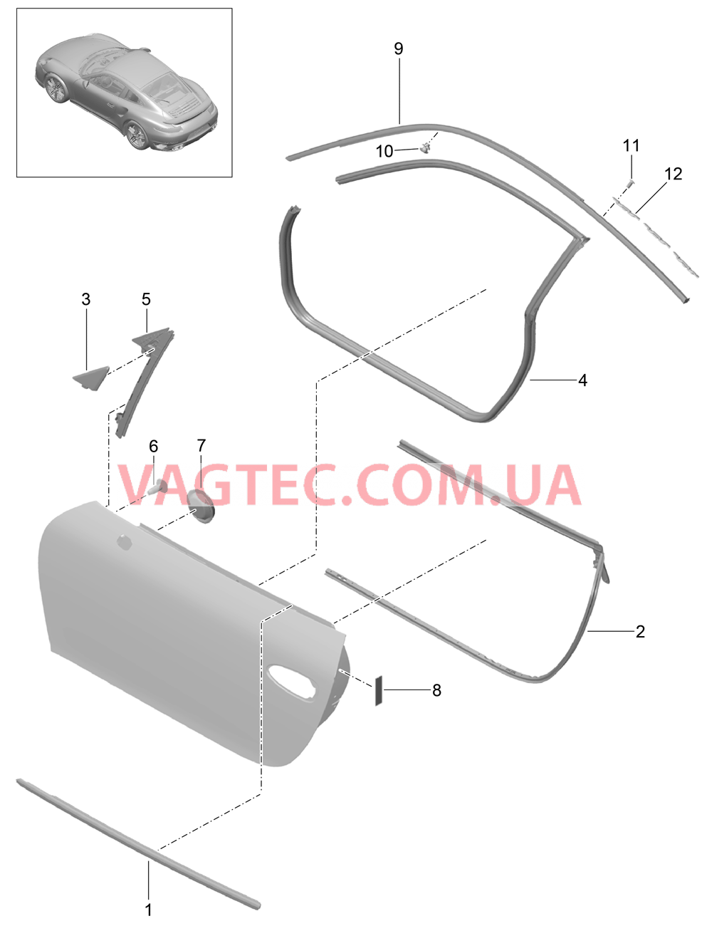 804-012 Дверн.уплотнитель, и, Декоративн.панель
						
						COUPE для PORSCHE Porsche991Turbo 2014-2017USA