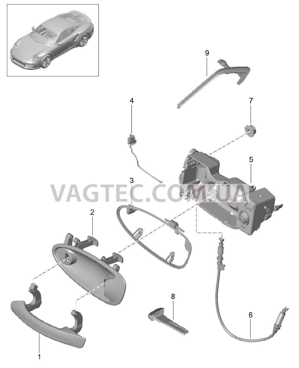 804-020 Рукоятка двери для PORSCHE Porsche991Turbo 2014-2017