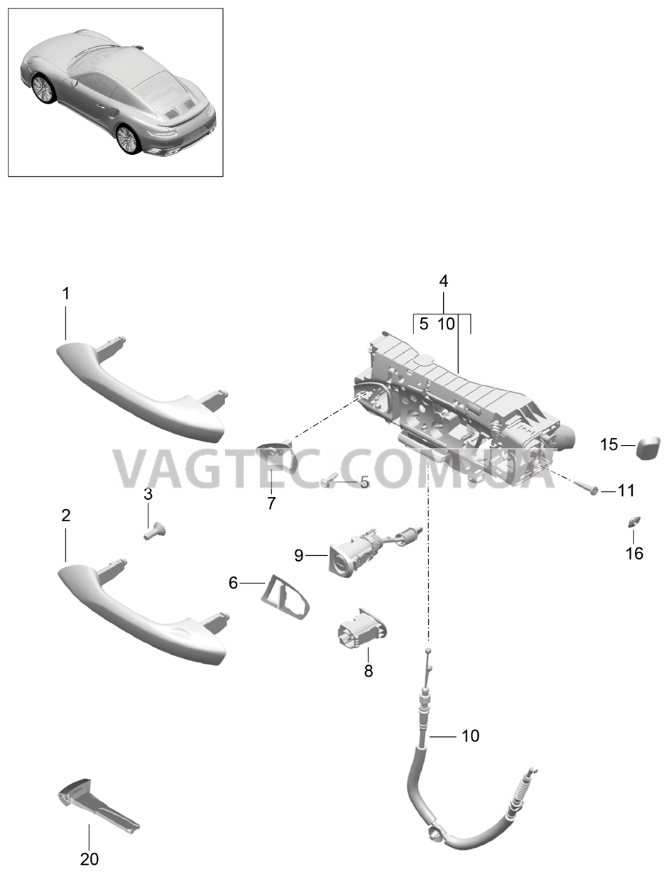 804-022 Рукоятка двери для PORSCHE Porsche991Turbo 2014-2017