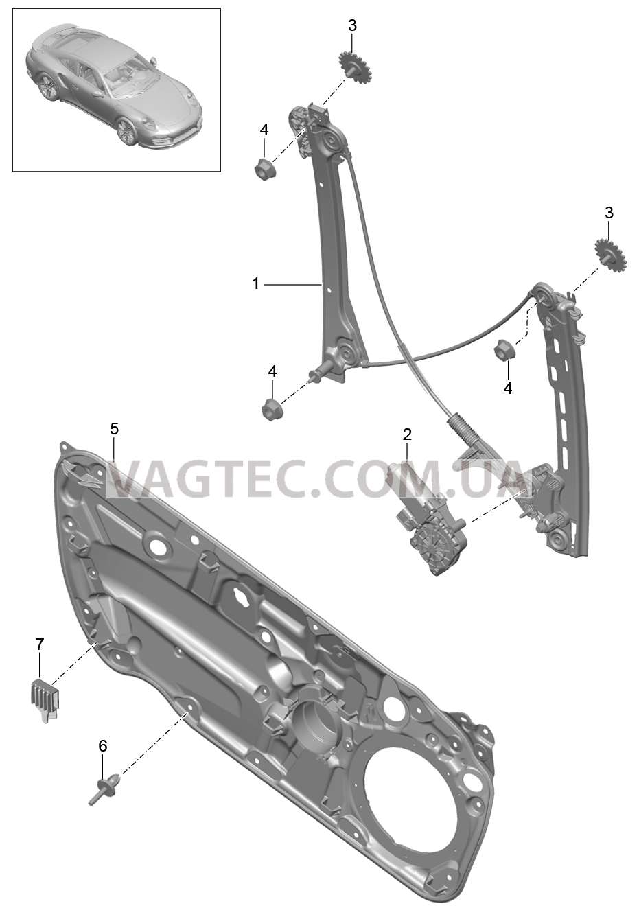 804-032 Стеклоподъемник для PORSCHE Porsche991Turbo 2014-2017USA
