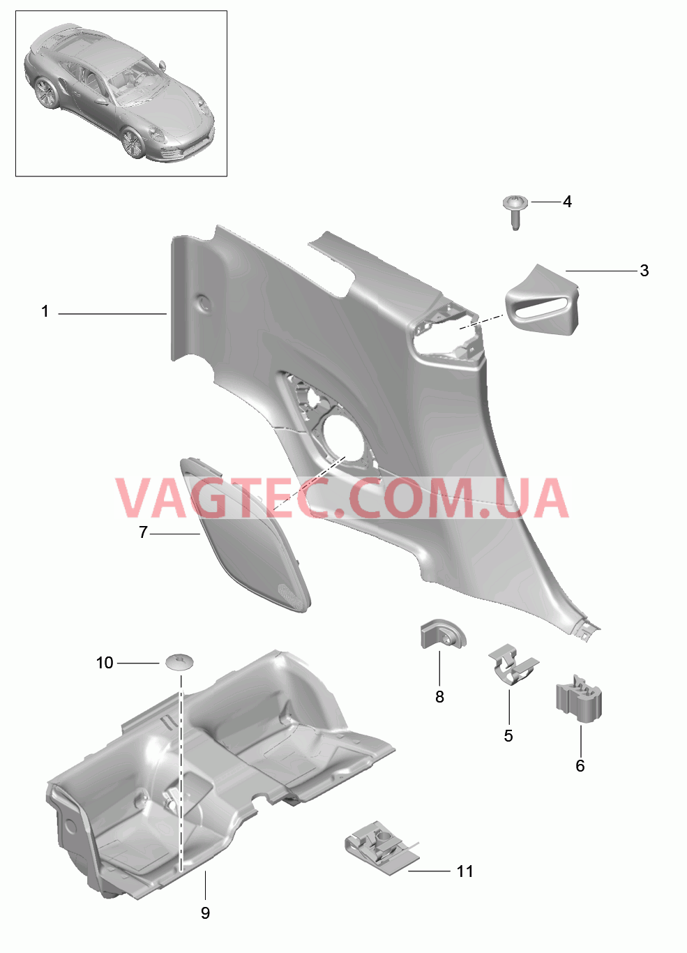 807-022 Боков.обшивка, Углубление для сиденья
						
						CABRIO для PORSCHE Porsche991Turbo 2014-2017USA