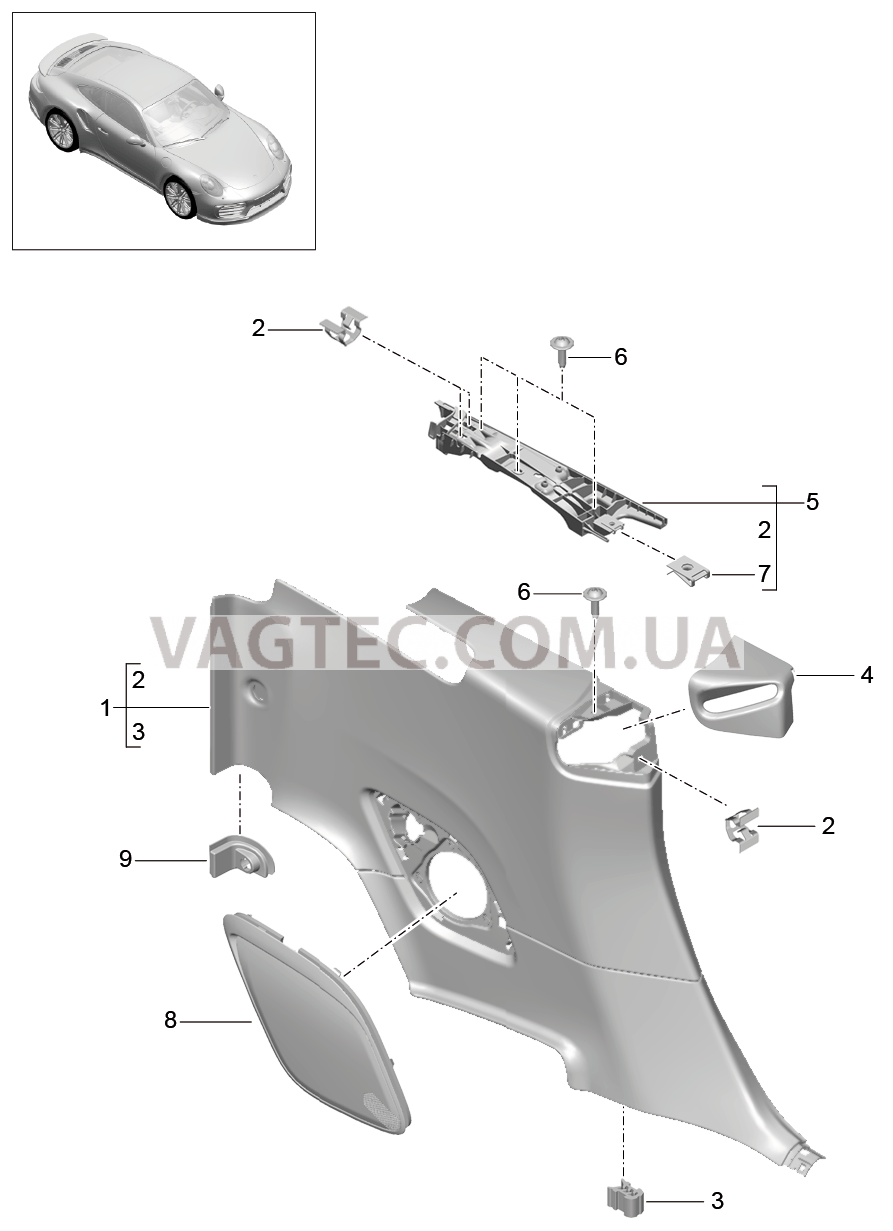 807-023 Боков.обшивка, задний
						
						CABRIO для PORSCHE Porsche991Turbo 2014-2017USA