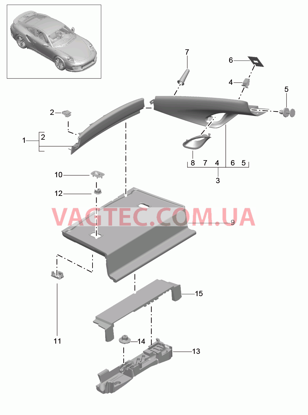 807-025 Обивки, задний, Стойка С
						
						COUPE для PORSCHE Porsche991Turbo 2014-2017