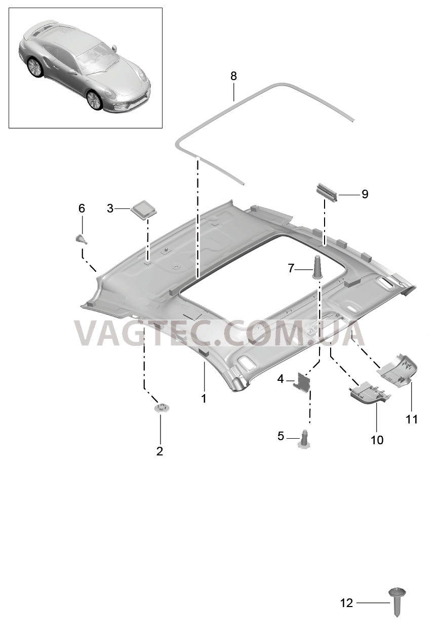 807-040 Обшивка потолка
						
						COUPE для PORSCHE Porsche991Turbo 2014-2017