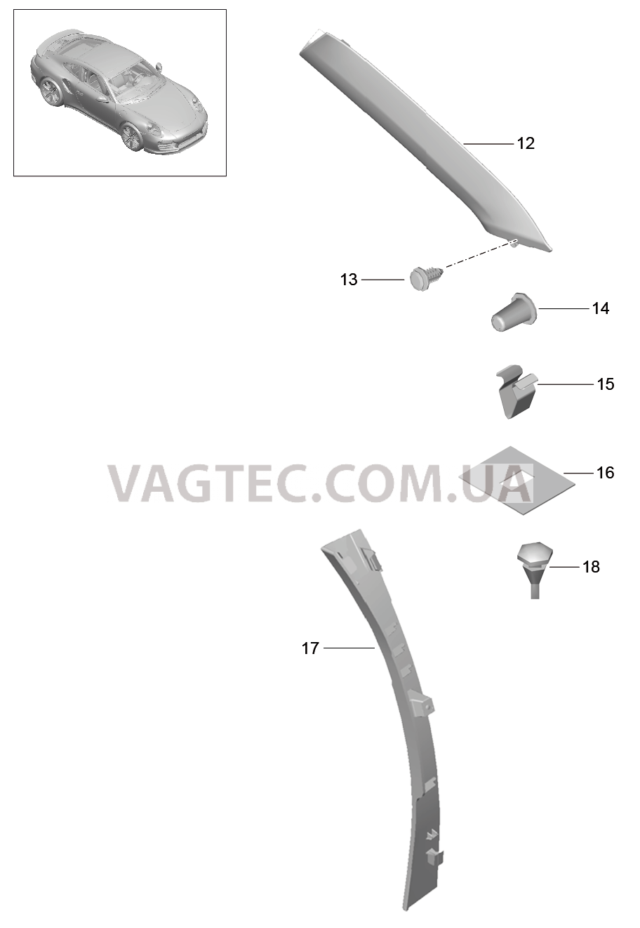 807-051 Стойка А, Обивки
						
						COUPE для PORSCHE Porsche991Turbo 2014-2017USA