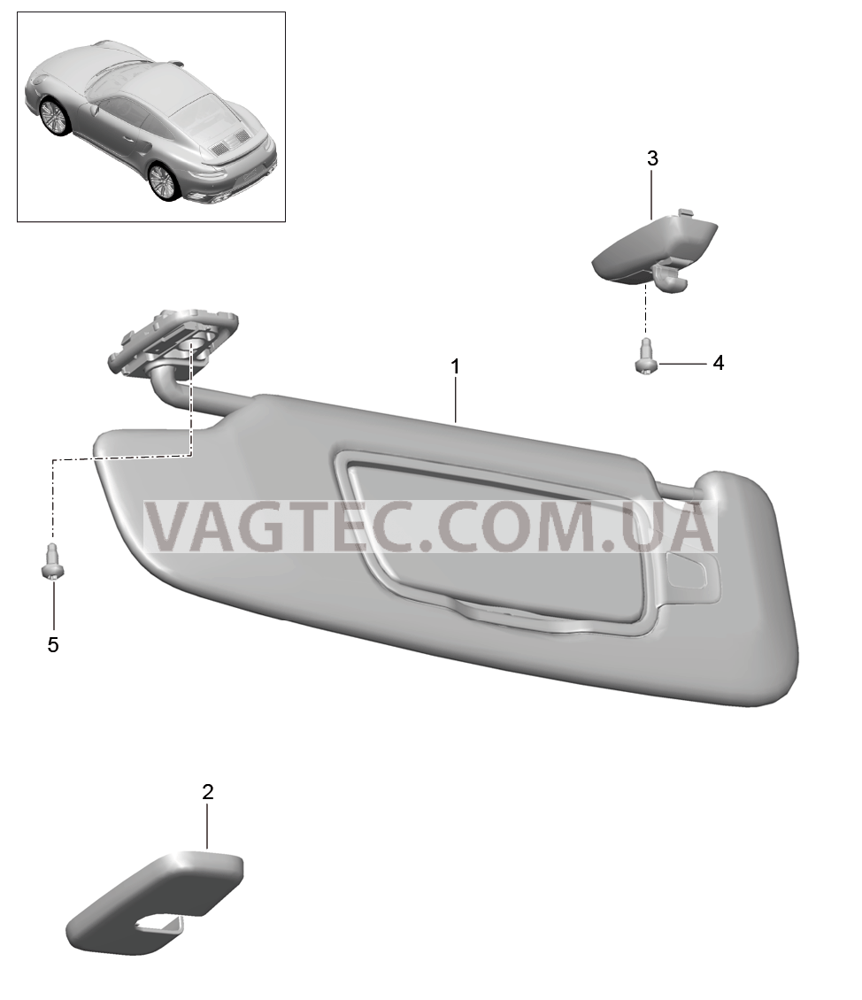 807-068 Солнцезащитные козырьки для PORSCHE Porsche991Turbo 2014-2017USA