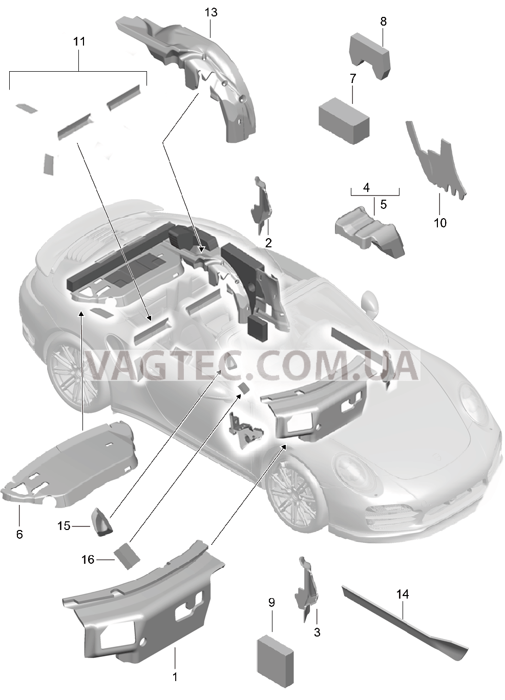 807-082 Кузов, Звукоизоляция 1
						
						CABRIO для PORSCHE Porsche991Turbo 2014-2017