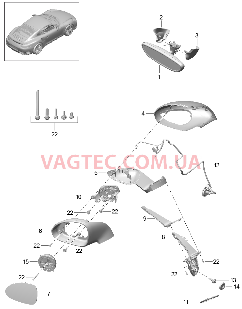 809-060 Салон.зеркало задн.вида, Наружн.зеркало задн.вида, Пакет SPORT DESIGN
						
						I529 для PORSCHE Porsche991Turbo 2014-2017