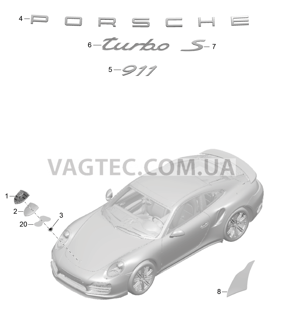 810-000 Надписи, Декоративные обшивки, Пленка защиты от камней для PORSCHE Porsche991Turbo 2014-2017