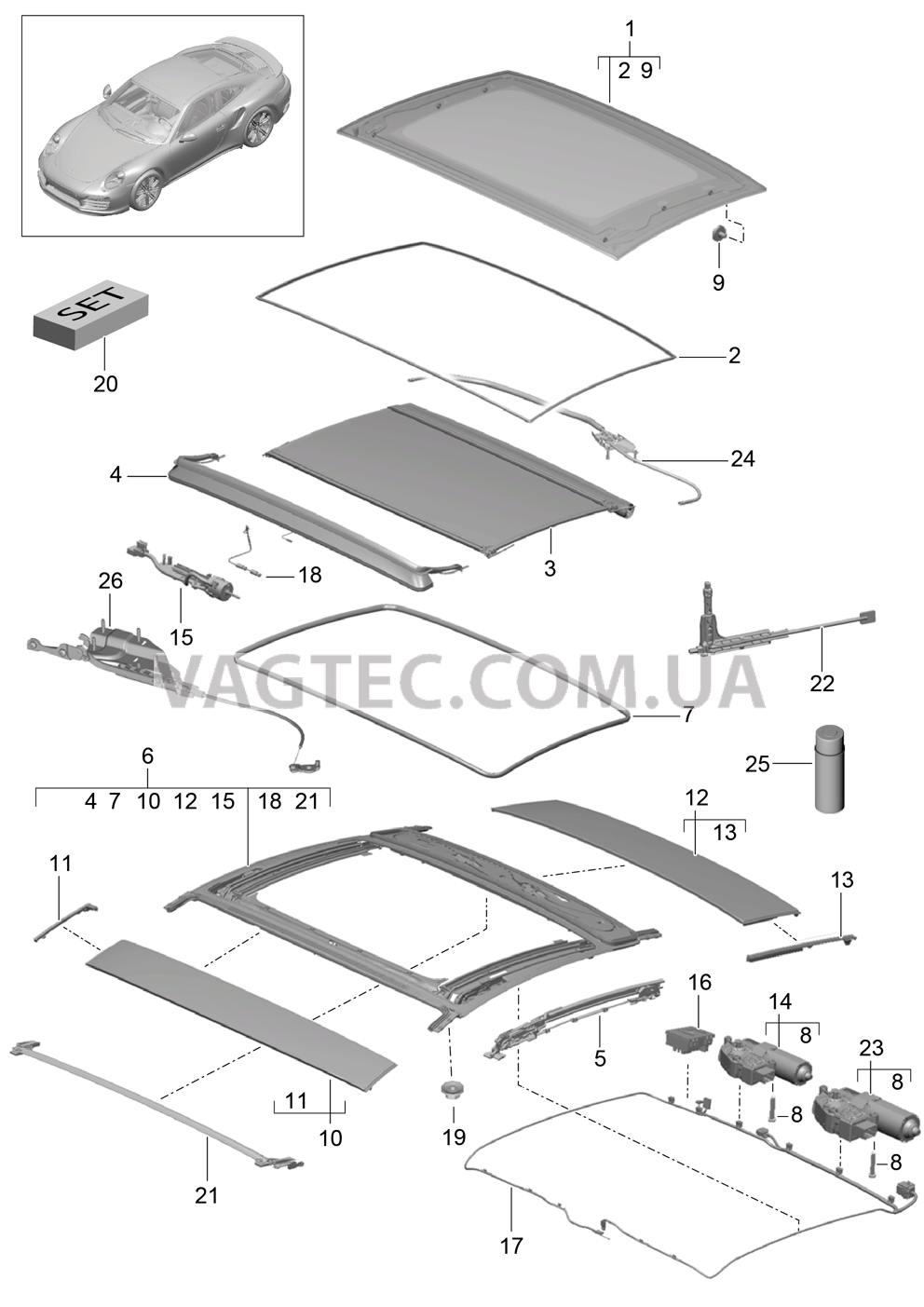 811-005 Стеклянная крыша
						
						I653 для PORSCHE Porsche991Turbo 2014-2017