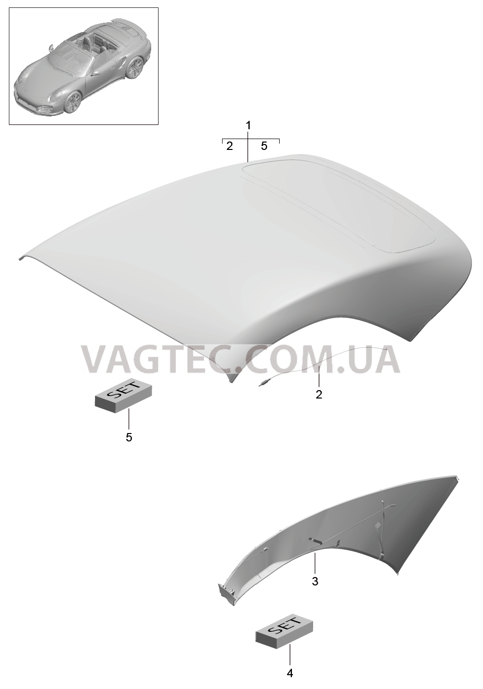 811-035 Обивка складного верха, Обивка потолка
						
						CABRIO для PORSCHE Porsche991Turbo 2014-2017USA