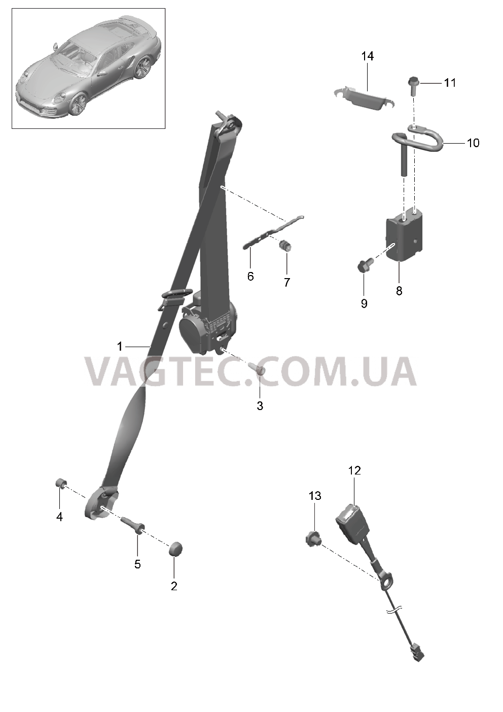 812-000 Ремень безопасности, передний для PORSCHE Porsche991Turbo 2014-2017