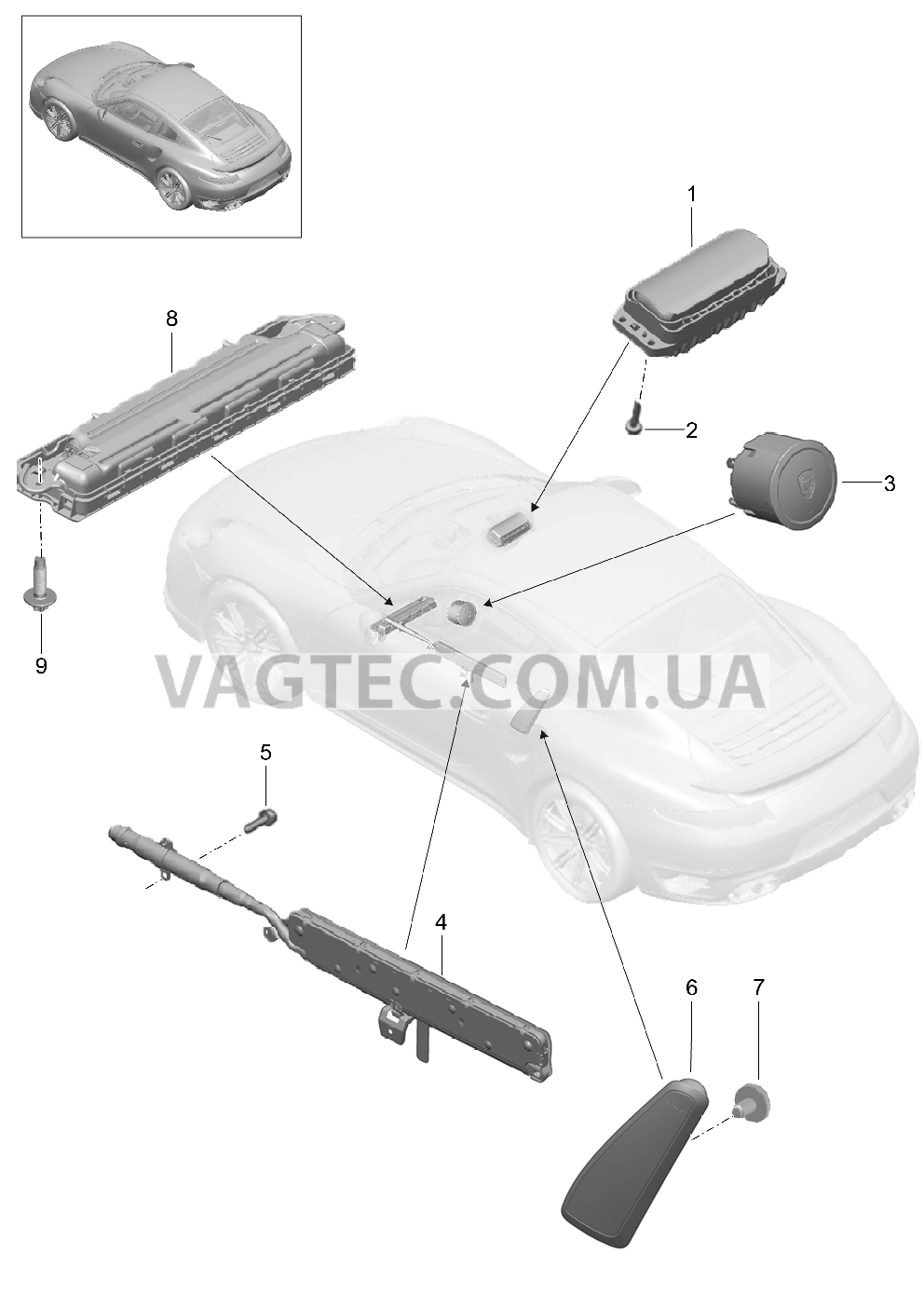 812-050 Подушка безопасности для PORSCHE Porsche991Turbo 2014-2017