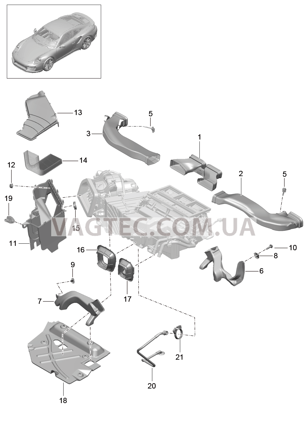 813-005 Воздуховод, Воздухораспределитель для PORSCHE Porsche991Turbo 2014-2017