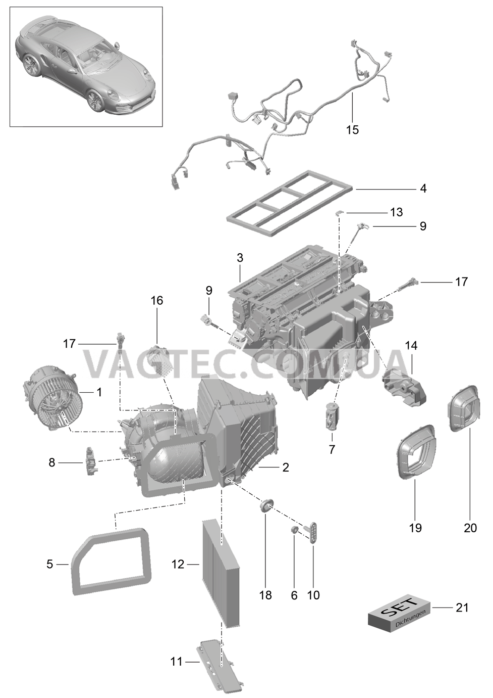 813-010 Кондиционер, и, Отдельные детали для PORSCHE Porsche991Turbo 2014-2017