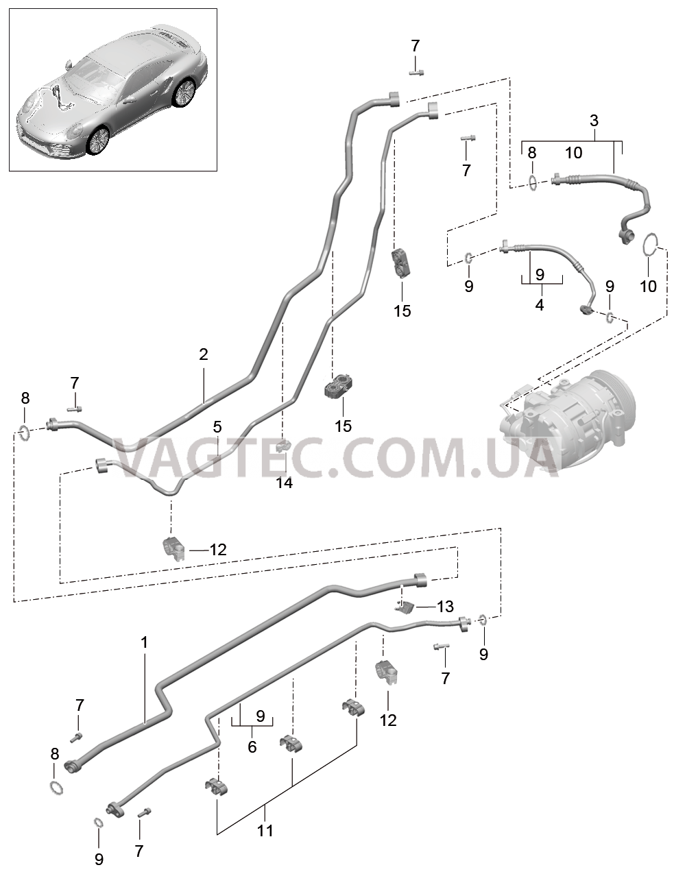 813-027 Канал хладагента, Днище кузова, и, Задняя подвеска, 2. поколение для PORSCHE Porsche991Turbo 2014-2017USA