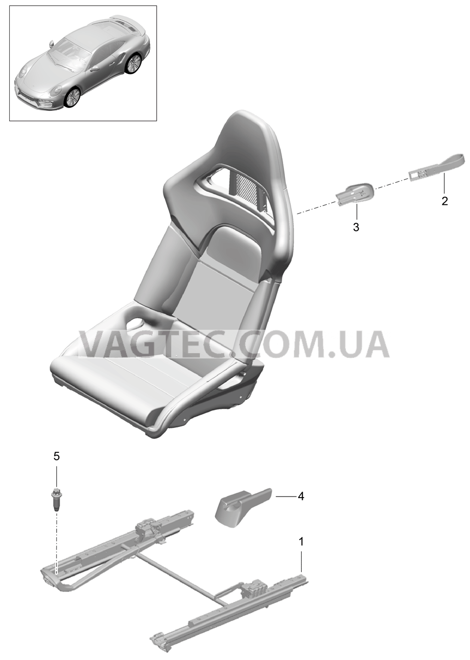 817-001 Ковшеобразное сиденье, складной, полный, Не поставляется для PORSCHE Porsche991Turbo 2014-2017