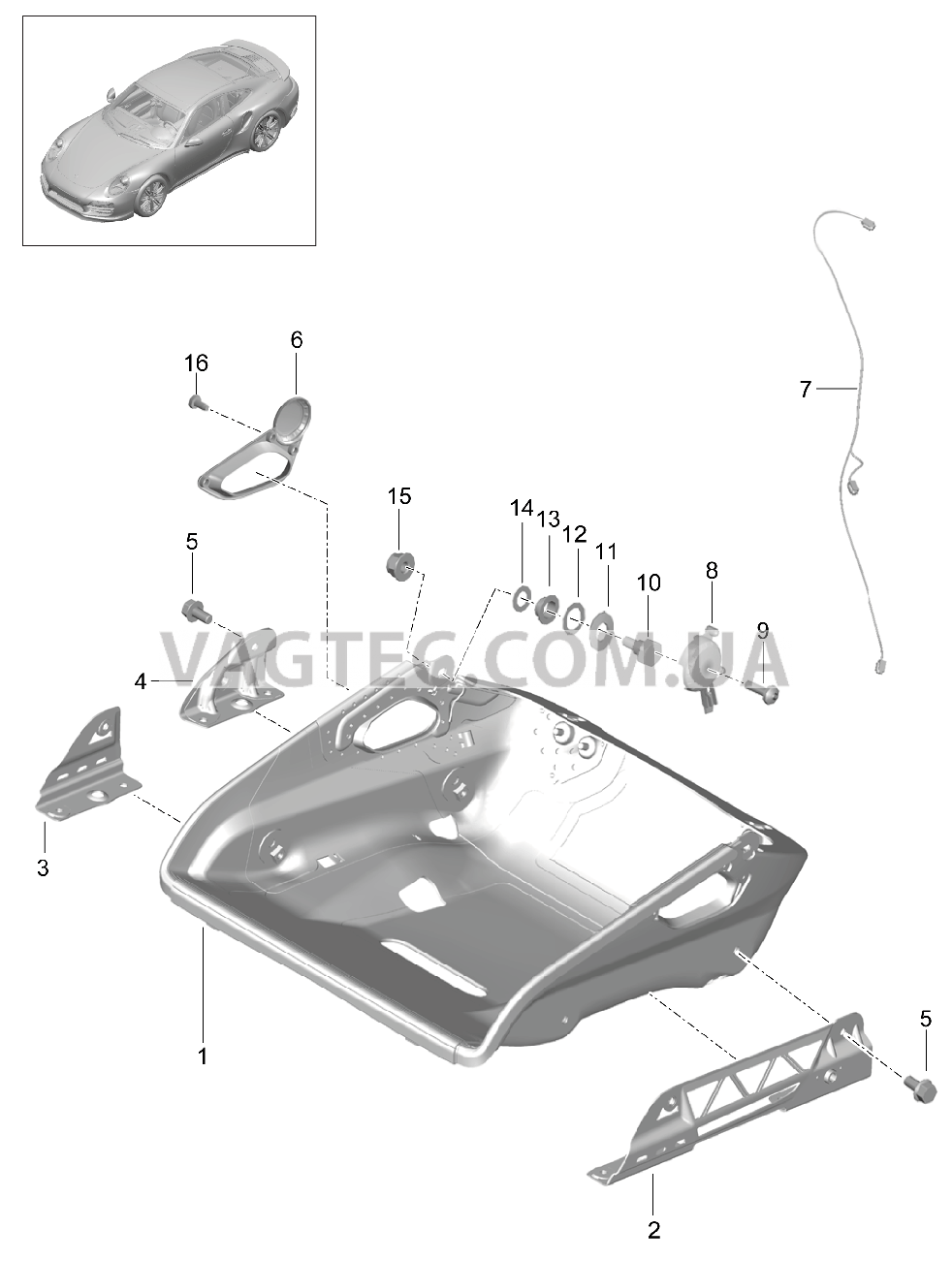 817-004 Ковшеобразное сиденье, складной, Регулятор сиденья, Детали для PORSCHE Porsche991Turbo 2014-2017