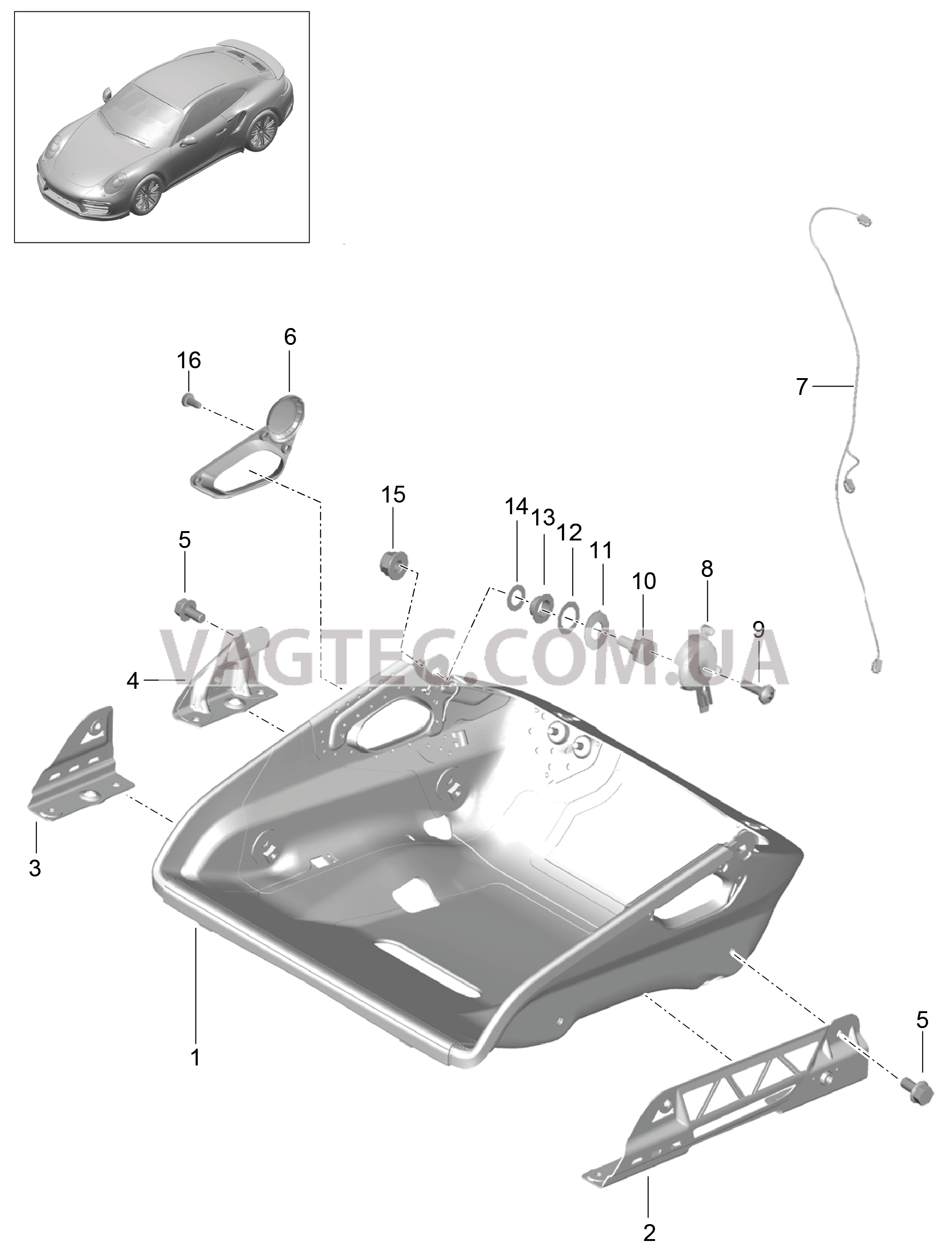 817-005 Ковшеобразное сиденье, складной, Регулятор сиденья, Детали для PORSCHE Porsche991Turbo 2014-2017