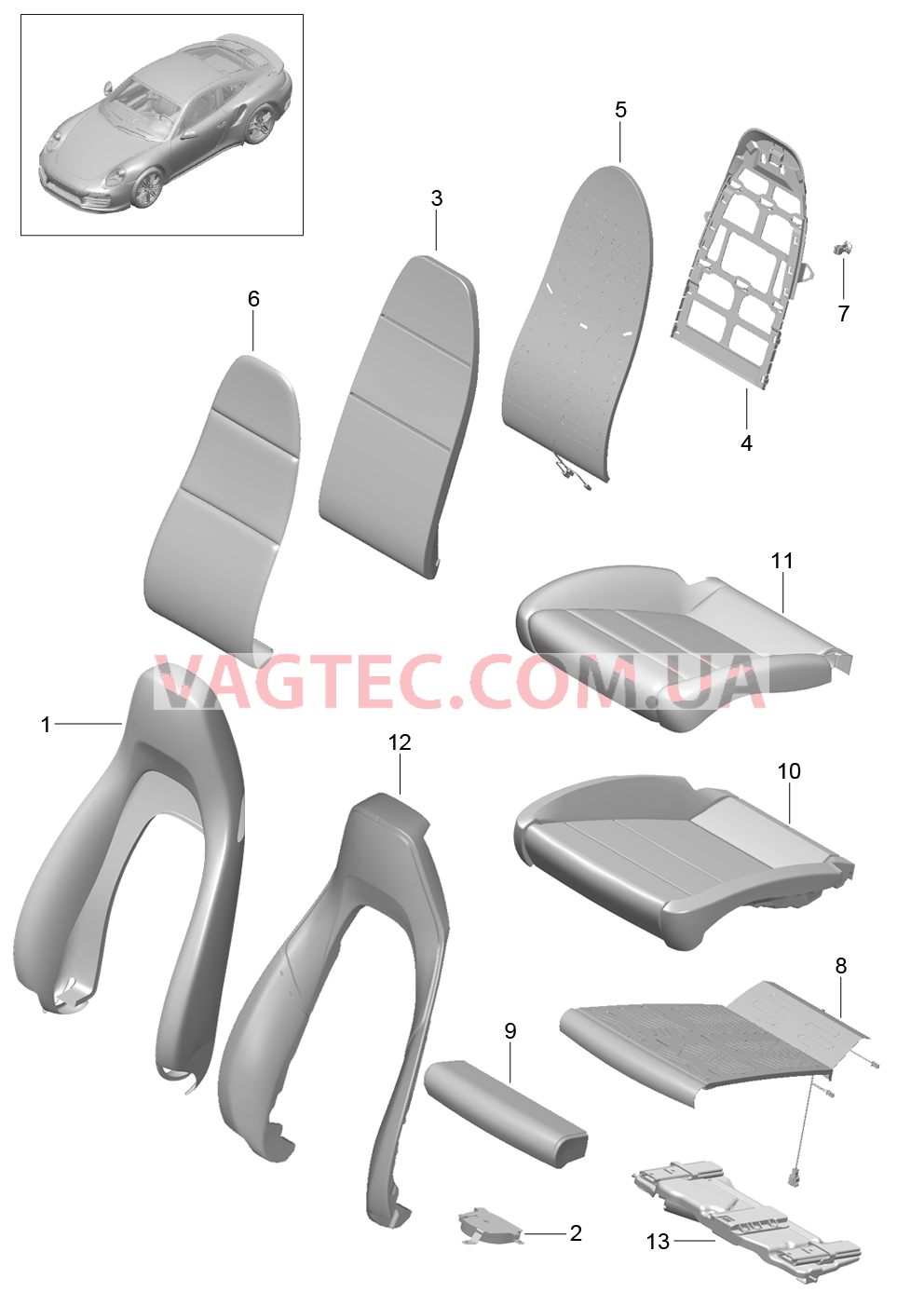 817-017 Пенопласт.комп., Покрытие, Спортивное сиденье
						
						I321/322 для PORSCHE Porsche991Turbo 2014-2017