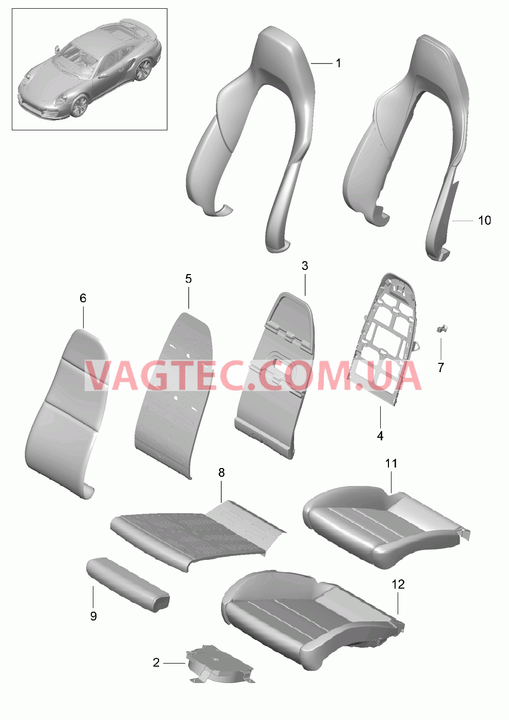 817-022 Пенопласт.комп., Покрытие, Спортивное сиденье PLUS
						
						I319/320/323, I324 для PORSCHE Porsche991Turbo 2014-2017