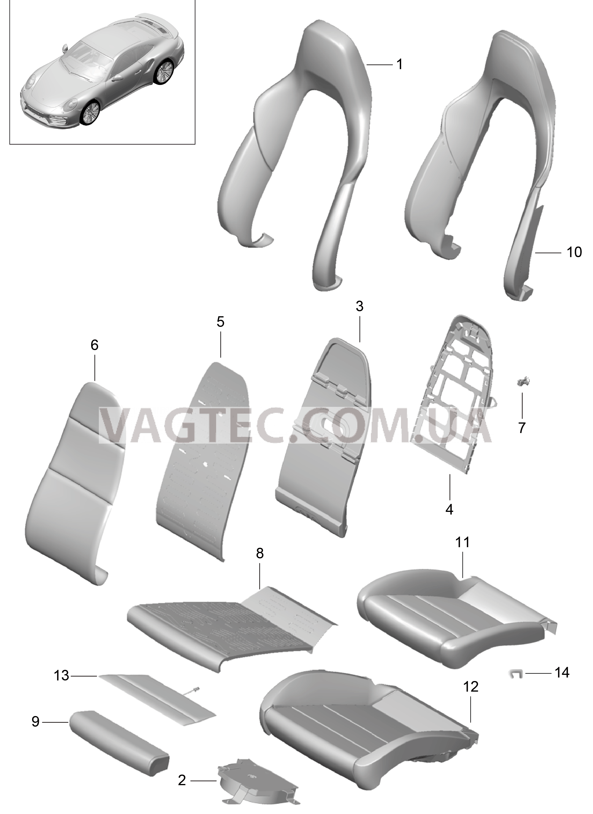 817-023 Пенопласт.комп., Покрытие, Спортивное сиденье PLUS
						
						I319/320/323, I324 для PORSCHE Porsche991Turbo 2014-2017USA