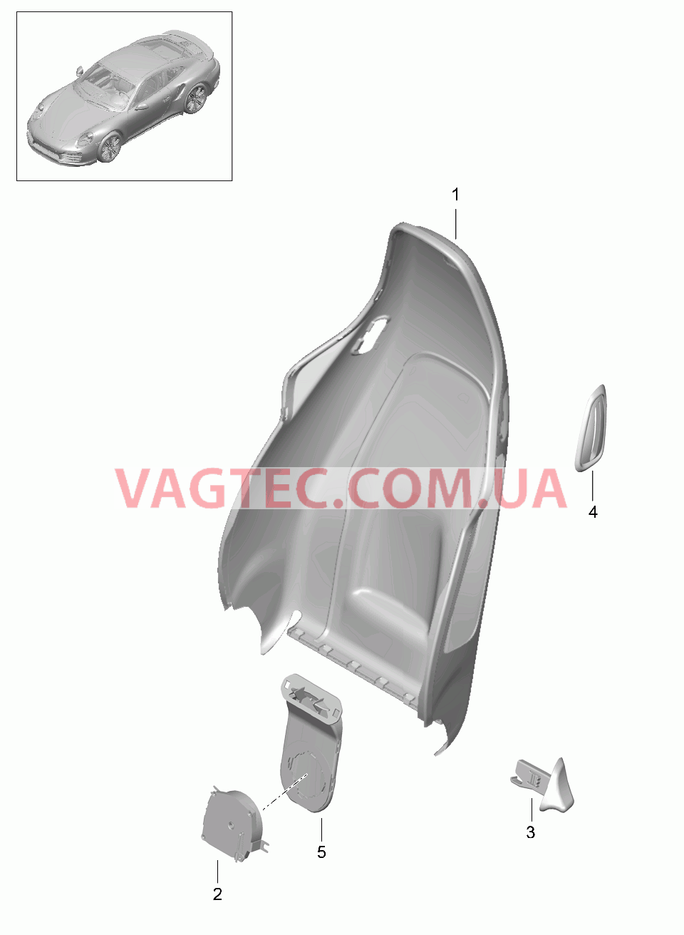 817-024 Каркас спинки, Спортивное сиденье PLUS, Детали для PORSCHE Porsche991Turbo 2014-2017USA