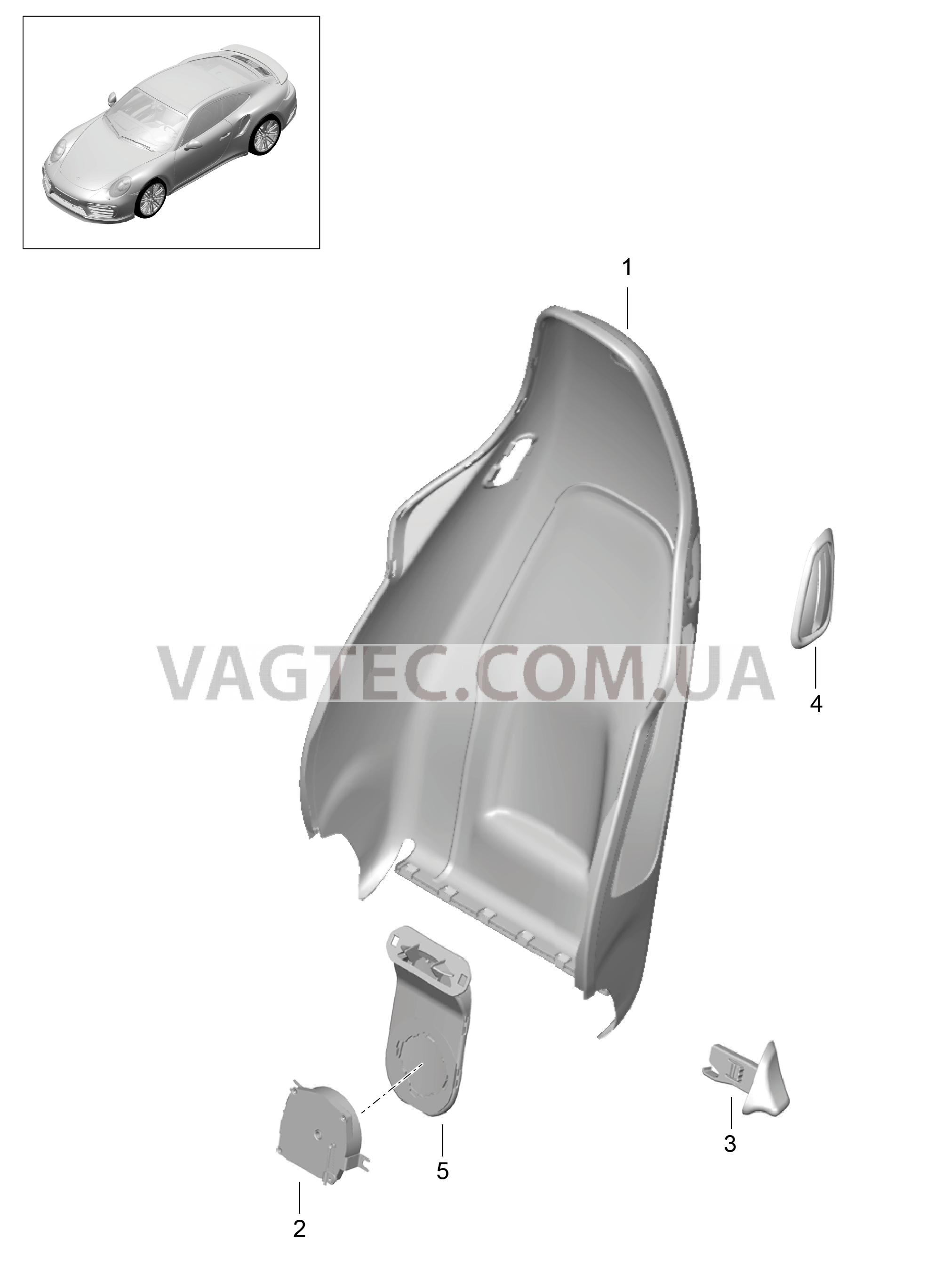 817-025 Каркас спинки, Спортивное сиденье PLUS, Детали для PORSCHE Porsche991Turbo 2014-2017USA