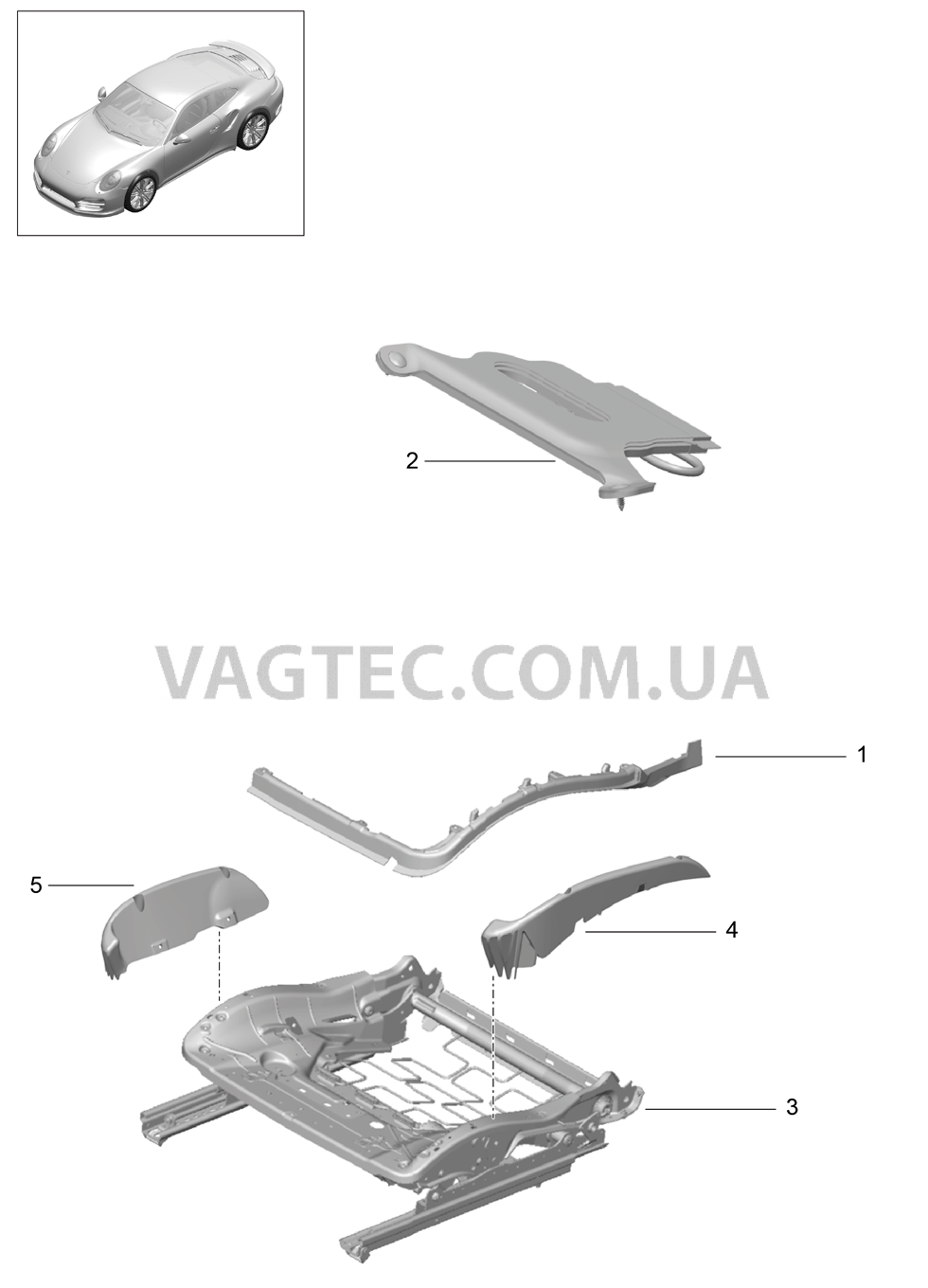 817-032 Держатель обивки, Рама, Опорная поверхность, Спортивное сиденье PLUS, Ремкомплект, Датчик занятости сиденья для PORSCHE Porsche991Turbo 2014-2017USA