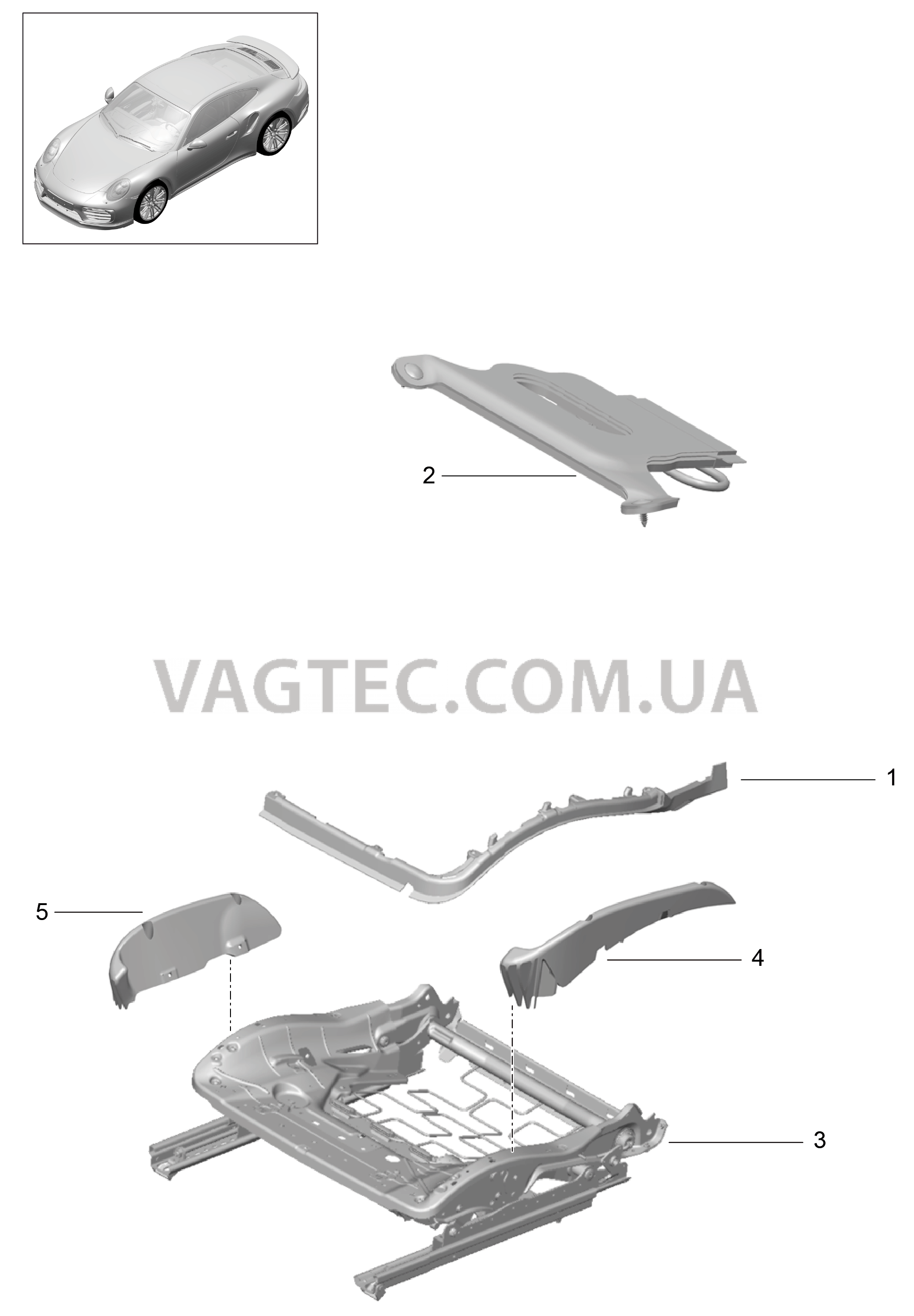 817-033 Держатель обивки, Рама, Опорная поверхность, Спортивное сиденье PLUS для PORSCHE Porsche991Turbo 2014-2017