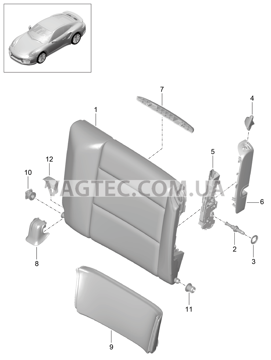 817-041 Спинка заднего сиденья, Детали
						
						COUPE для PORSCHE Porsche991Turbo 2014-2017