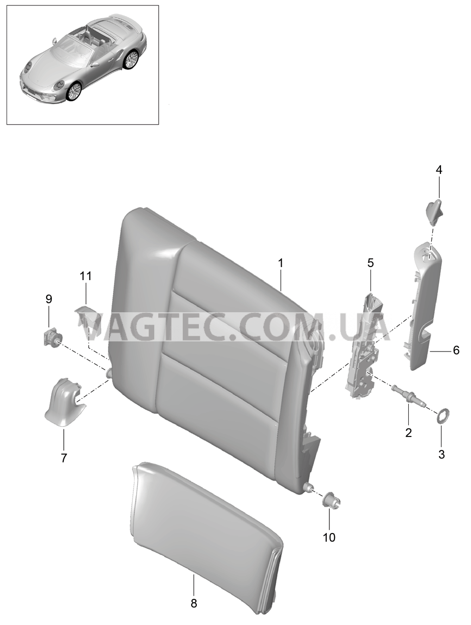 817-045 Спинка заднего сиденья, Детали
						
						CABRIO для PORSCHE Porsche991Turbo 2014-2017