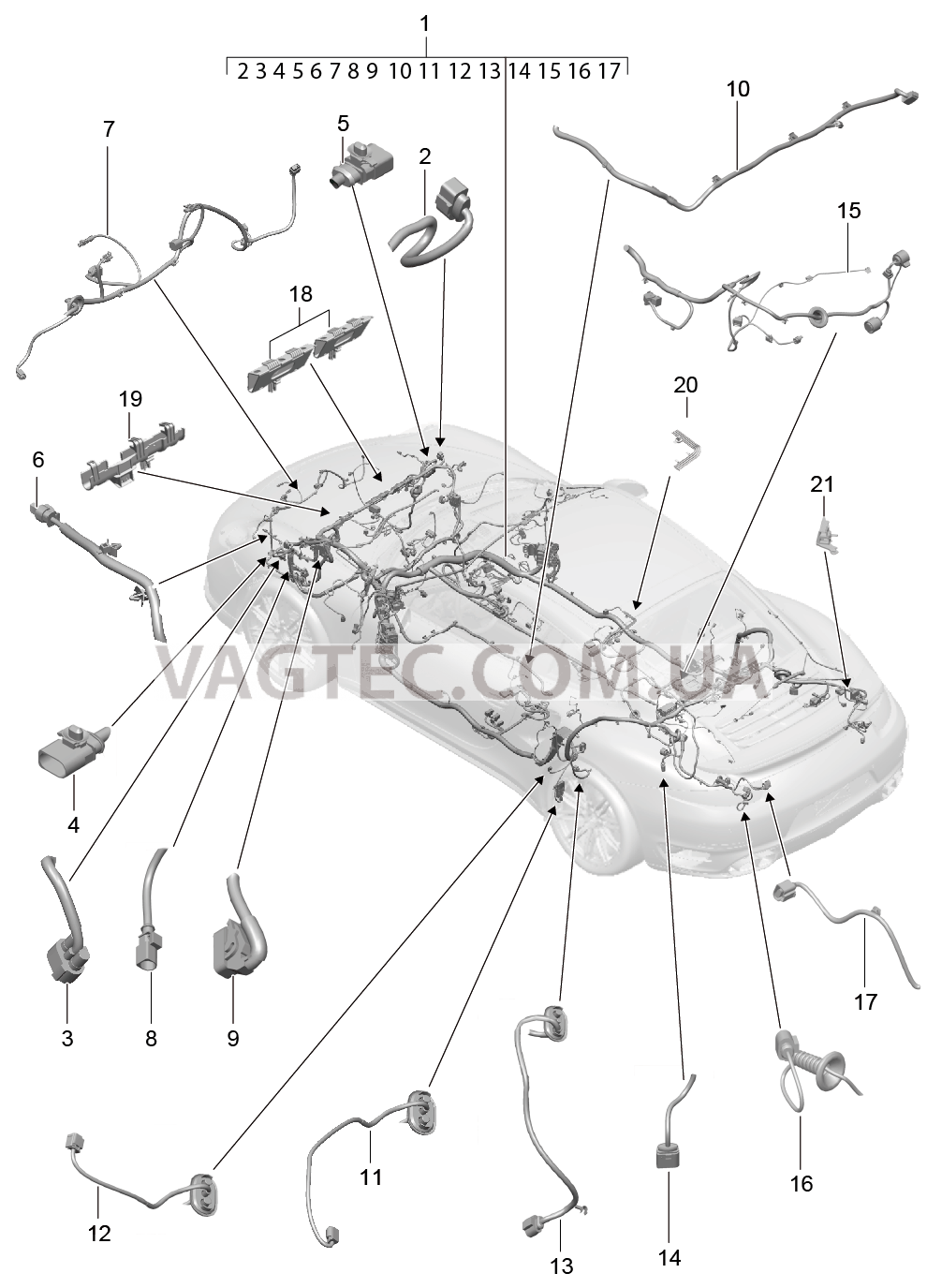 902-010 Жгуты проводов, Салон, и, Сегмент детали для PORSCHE Porsche991Turbo 2014-2017