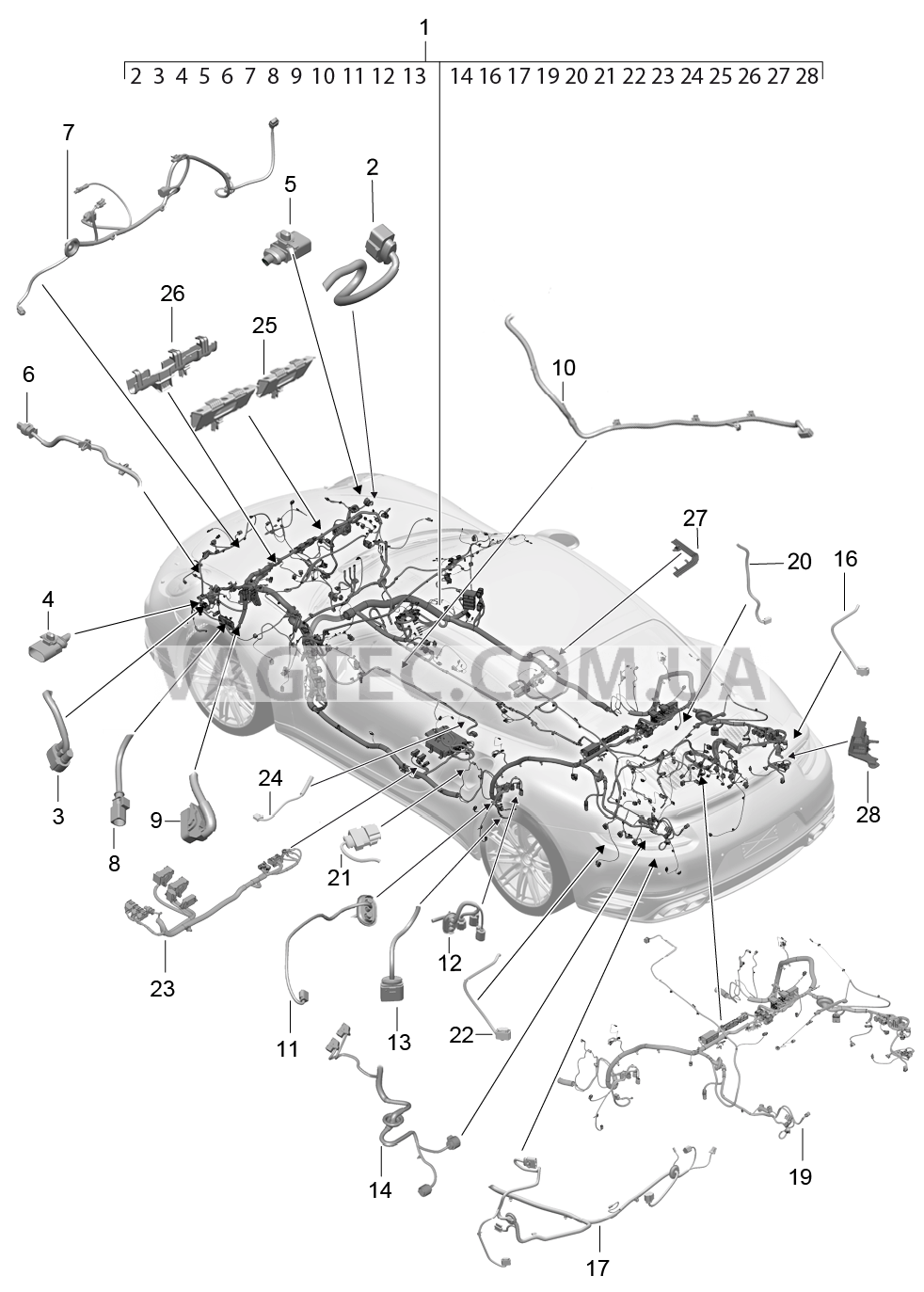 902-013 Жгуты проводов, Салон, и, Сегмент детали для PORSCHE Porsche991Turbo 2014-2017USA