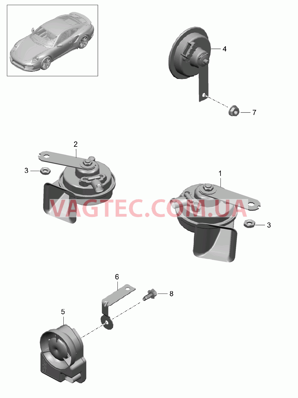 903-000 Звуков.сигнал, Звуковой сигнал для PORSCHE Porsche991Turbo 2014-2017USA