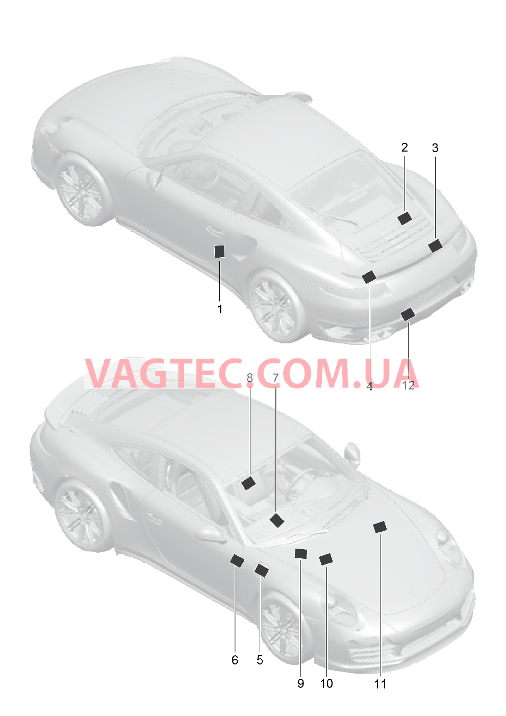 001-005 Наклейки для PORSCHE Porsche991Turbo 2014-2017USA