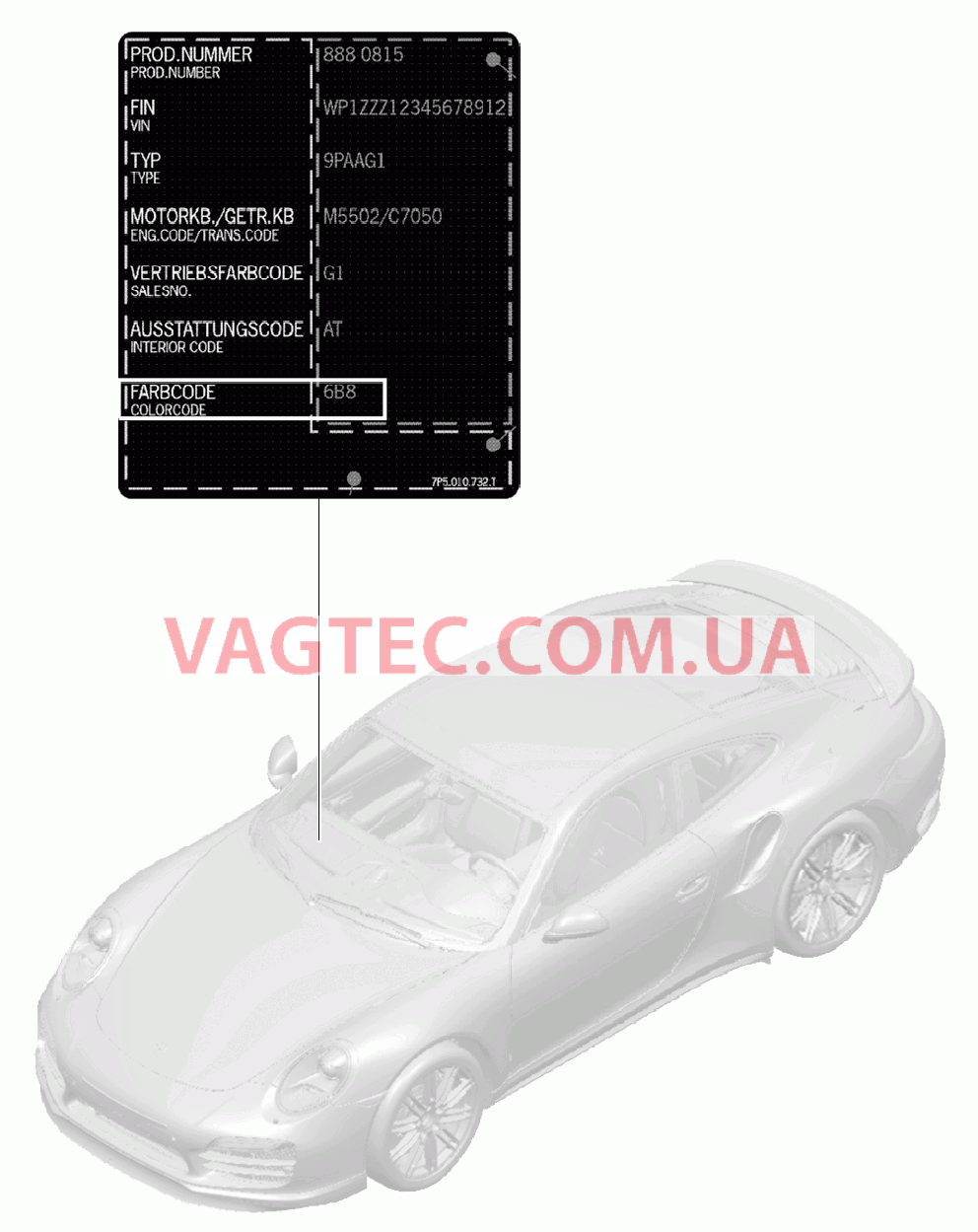 004-000 Лакировочный карандаш, Лакокрасочные покрытия для PORSCHE Porsche991Turbo 2014-2017USA