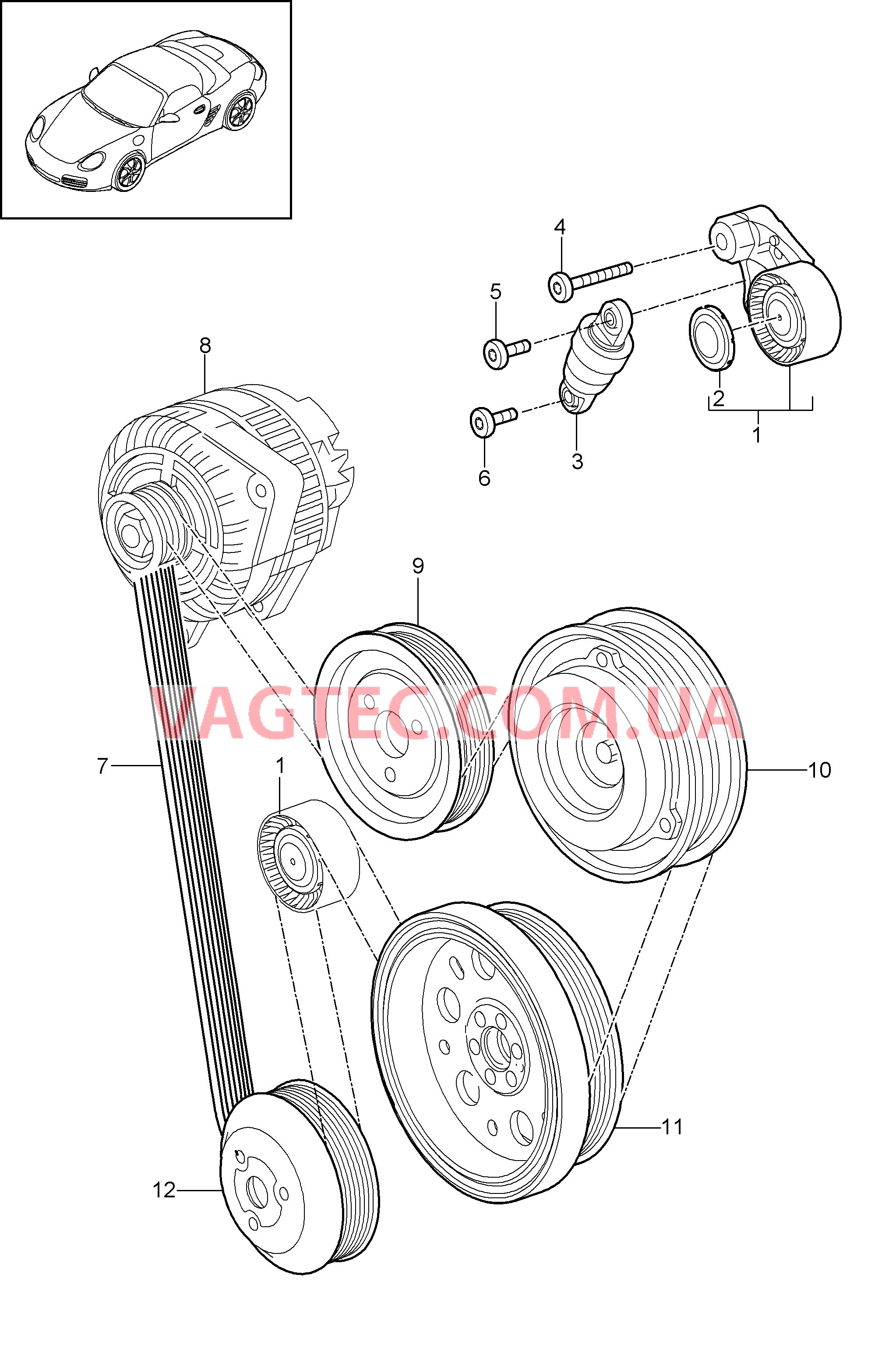 101-010 Натяжитель ремня, Поликлиновой ремень
						
						MA1.20, MA1.21 для PORSCHE Boxster 2009-2012-USA